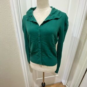 Banned Retro Emerald Green Fitted Polo Cardigan